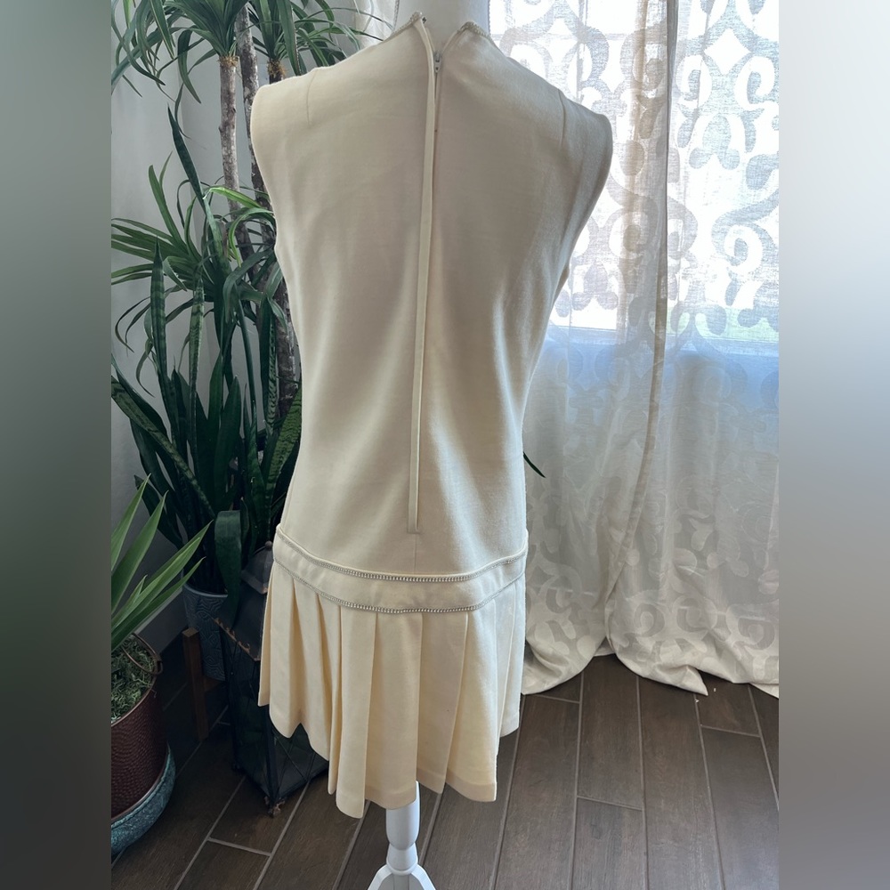 Vintage tennis dress style Butte Knit Charleston pleated rhinestone diamond wool - Picture 8 of 16